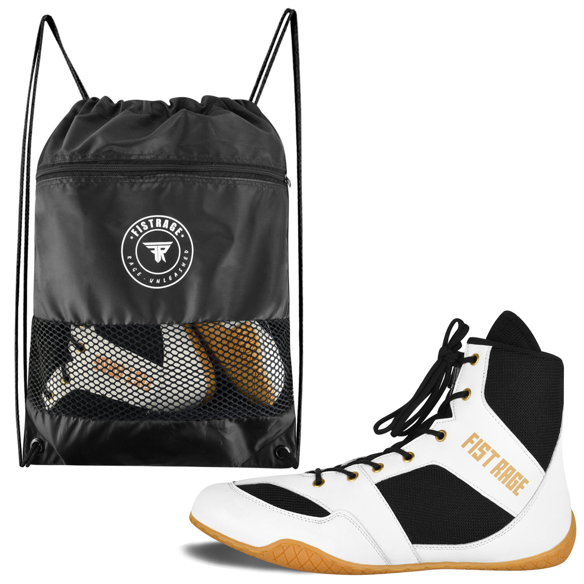 Boxing Shoes with Sting bag - White/Honey