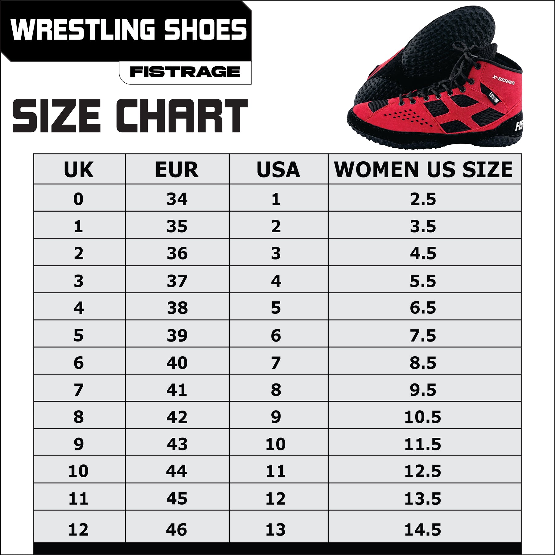 FISTRAGE X-Series Wrestling Shoes Red-Black for Men and Women