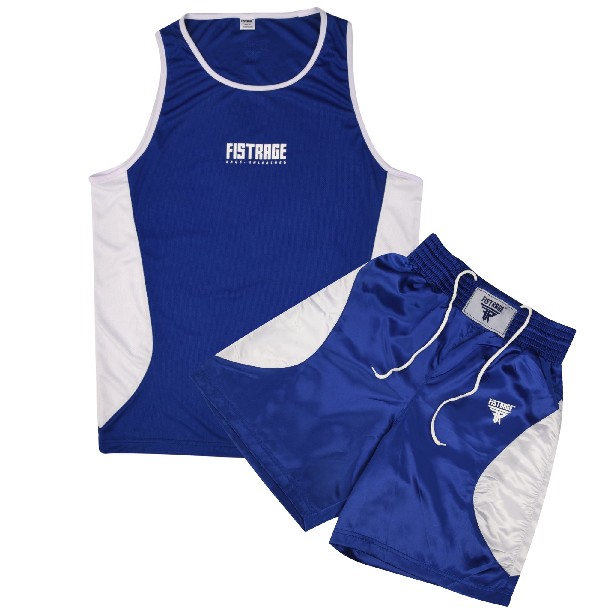 Adults Boxing Uniform Set 2PCS Top & Shorts - Blue White