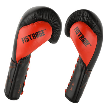 Knight Professional Leather Boxing Gloves - Black Red