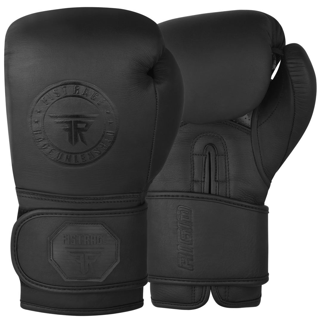 Rigid Professional Leather Boxing Gloves Black