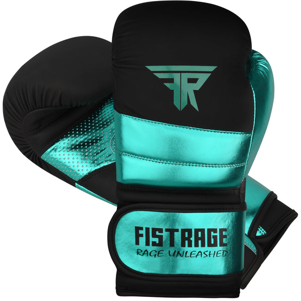 BULGING DERMIS Metallic Leather Boxing Gloves - Green Black