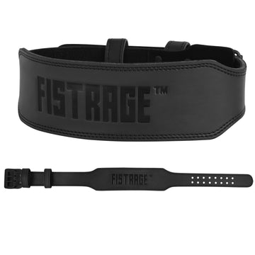 Emboss Leather Weight Lifting Belt 6 Inches - Black