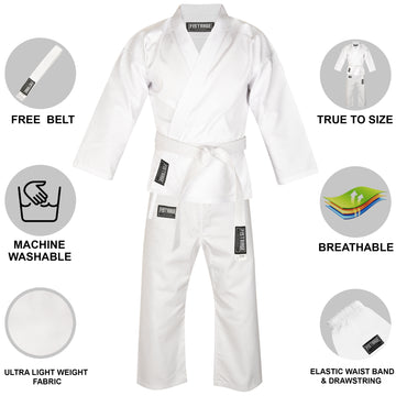 FISTRAGE Karate Uniform with Belt - White