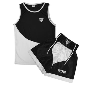 Kids Boxing Uniform Set 2PCS Top & Shorts - Black White