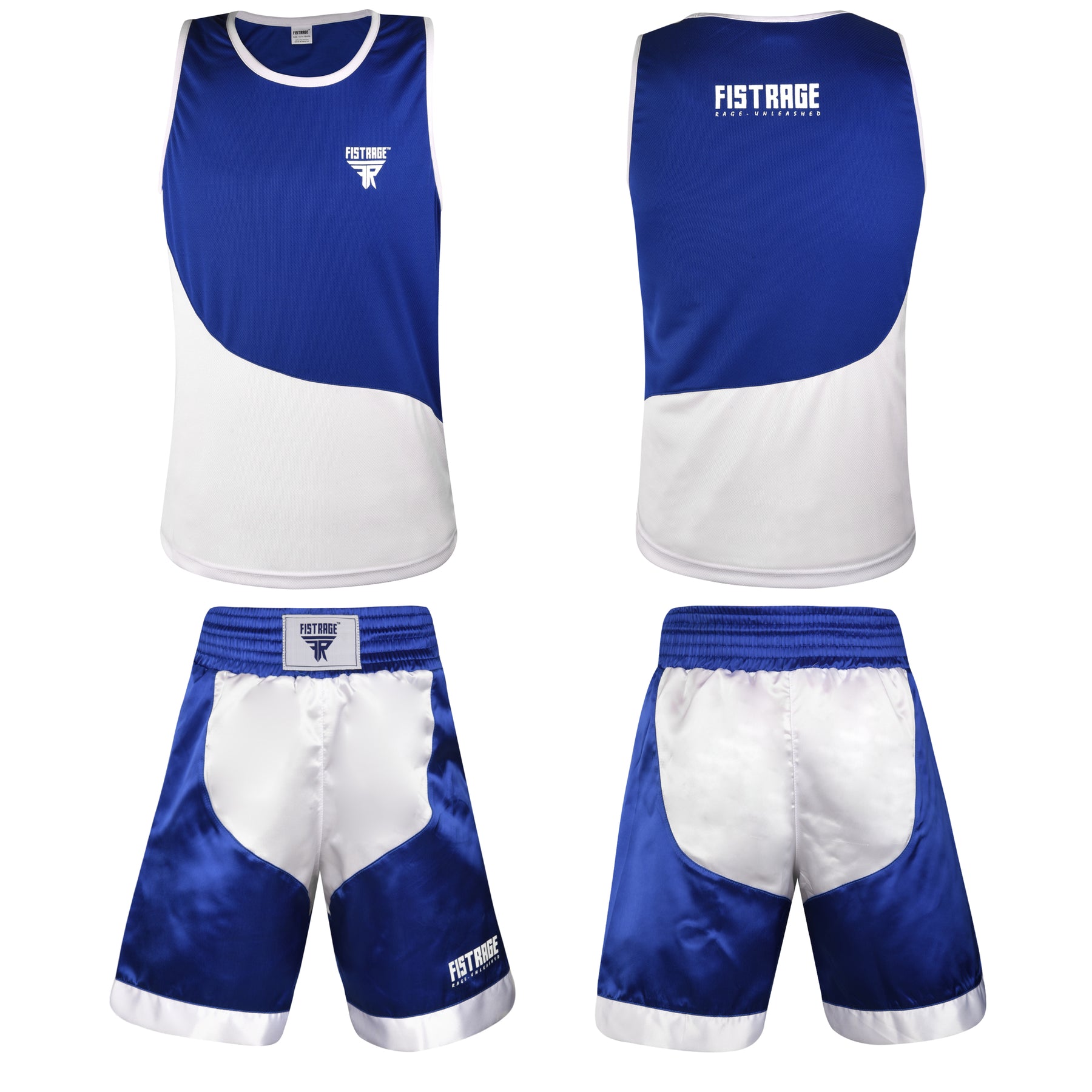 Kids Boxing Uniform Set 2PCS Top & Shorts - Blue White