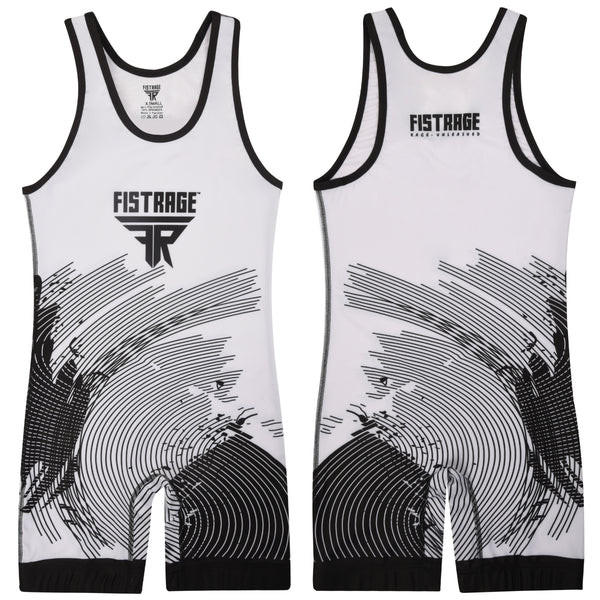 Kids Wrestling Singlet - White Black