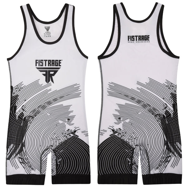 Adults Wrestling Singlet - White Black