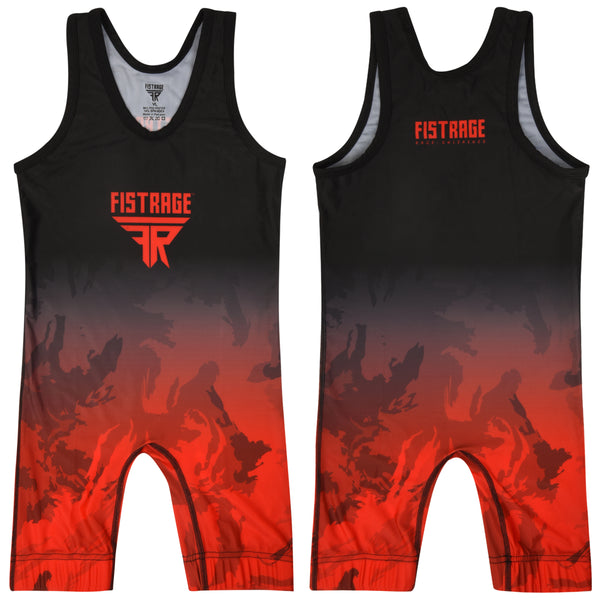 Kids Wrestling Singlet - Black Red