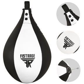 FISTRAGE Speed Bag with free Hanging Swivel - White Black